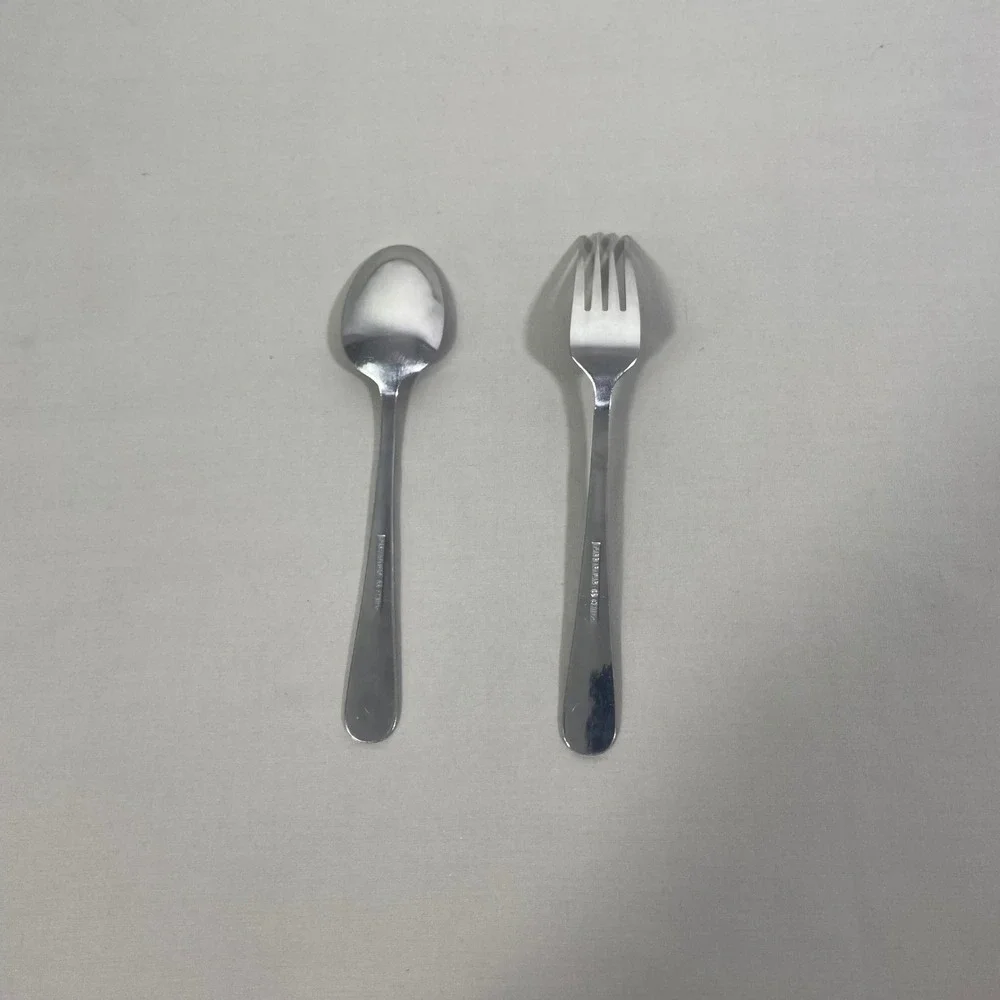 Vtg Farberware Swirl Stainless Flatware Glossy 2pc Fork Spoon Discontinued 08-09